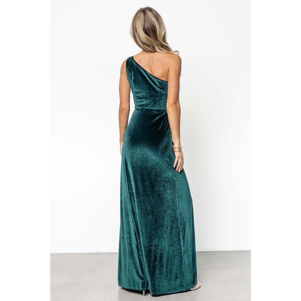 Baltic Born Tatiana Velvet One Shoulder Maxi Dress | Emerald Size LL - Picture 4 of 5